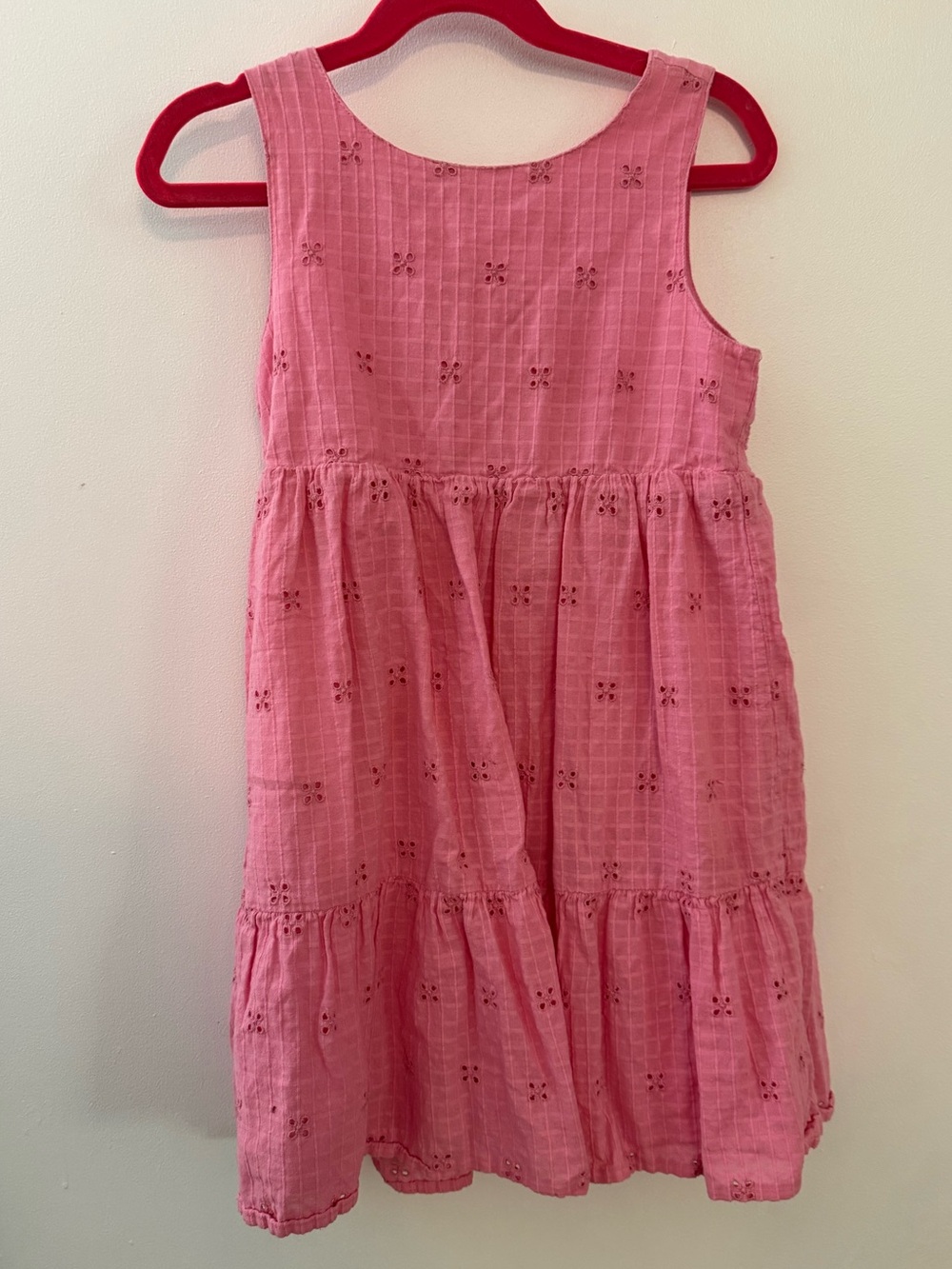 Girls' Pink Eyelet Summer Dress